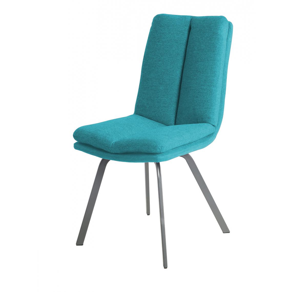 Pegane - Lot de 2 chaises coloris turquois en métal / tissu - Longueur 47 x Profondeur 65 x hauteur 86 x hauteur Assise 48 cm - Chaises