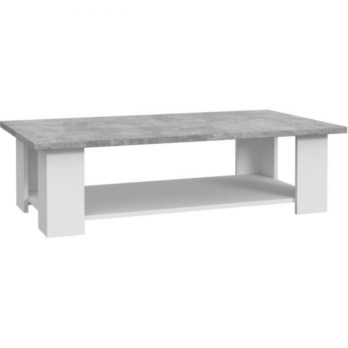 Cstore - PILVI - table basse rectangulaire - blanc et béton gris clair - l 110xp 60xh 31 cm - Tables basses