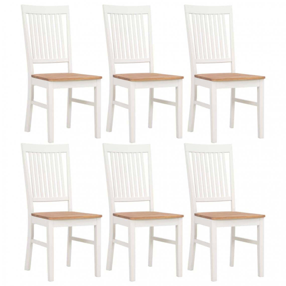 Icaverne - Magnifique Fauteuils et chaises famille Managua Chaises de salle à manger 6 pcs Blanc Bois de chêne solide - Chaises