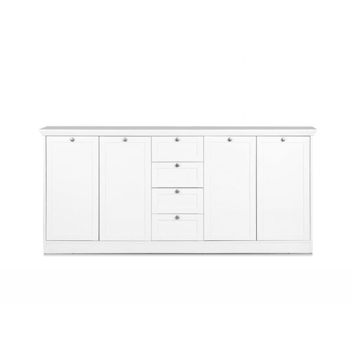 Webmarketpoint - Buffet mobile 4 portes 4 tiroirs coloris blanc 200x40xh.90 cm - Buffets, chiffonniers