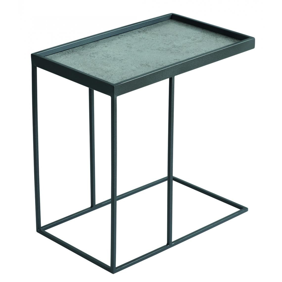 Pegane - Table d'appoint bout de canapé rectangle en verre trempé / céramique coloris anthracite mat - longueur 50 x profondeur 30 x hauteur 50 cm - Consoles