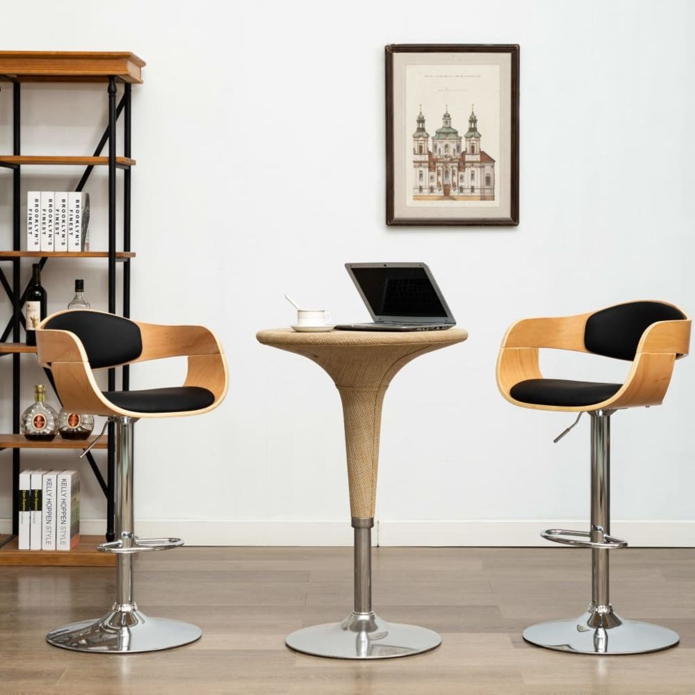 marque generique - Inedit Fauteuils et chaises famille Niamey Chaise de bar Noir Bois courbé et similicuir - Tabourets