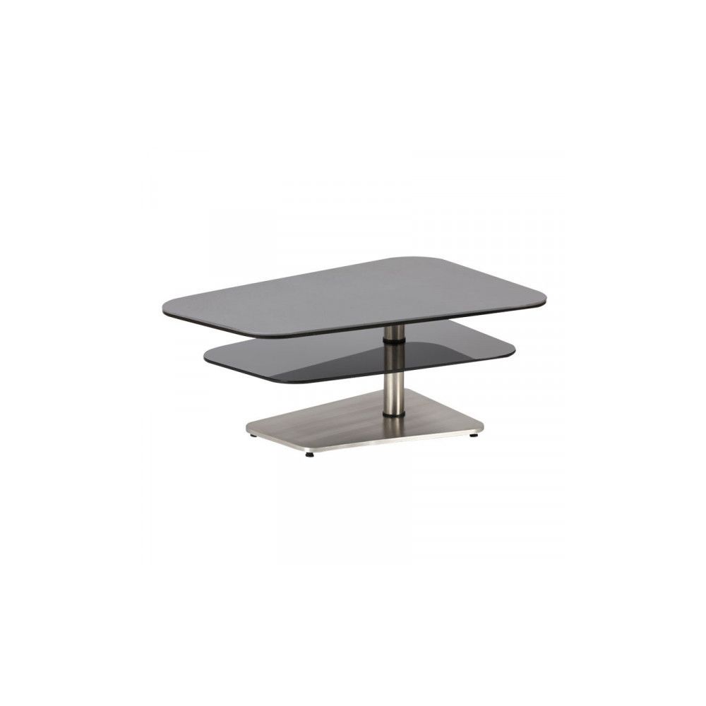 Dansmamaison - Table basse Verre/Métal - BRASSOM - L 100 x l 65 x H 40 cm - Tables basses