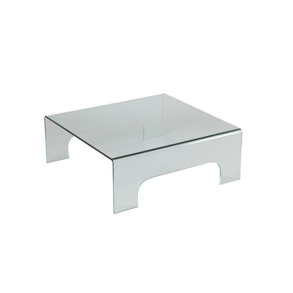 Tousmesmeubles - Table basse carrée en verre sur pieds - CLEAN - Tables basses