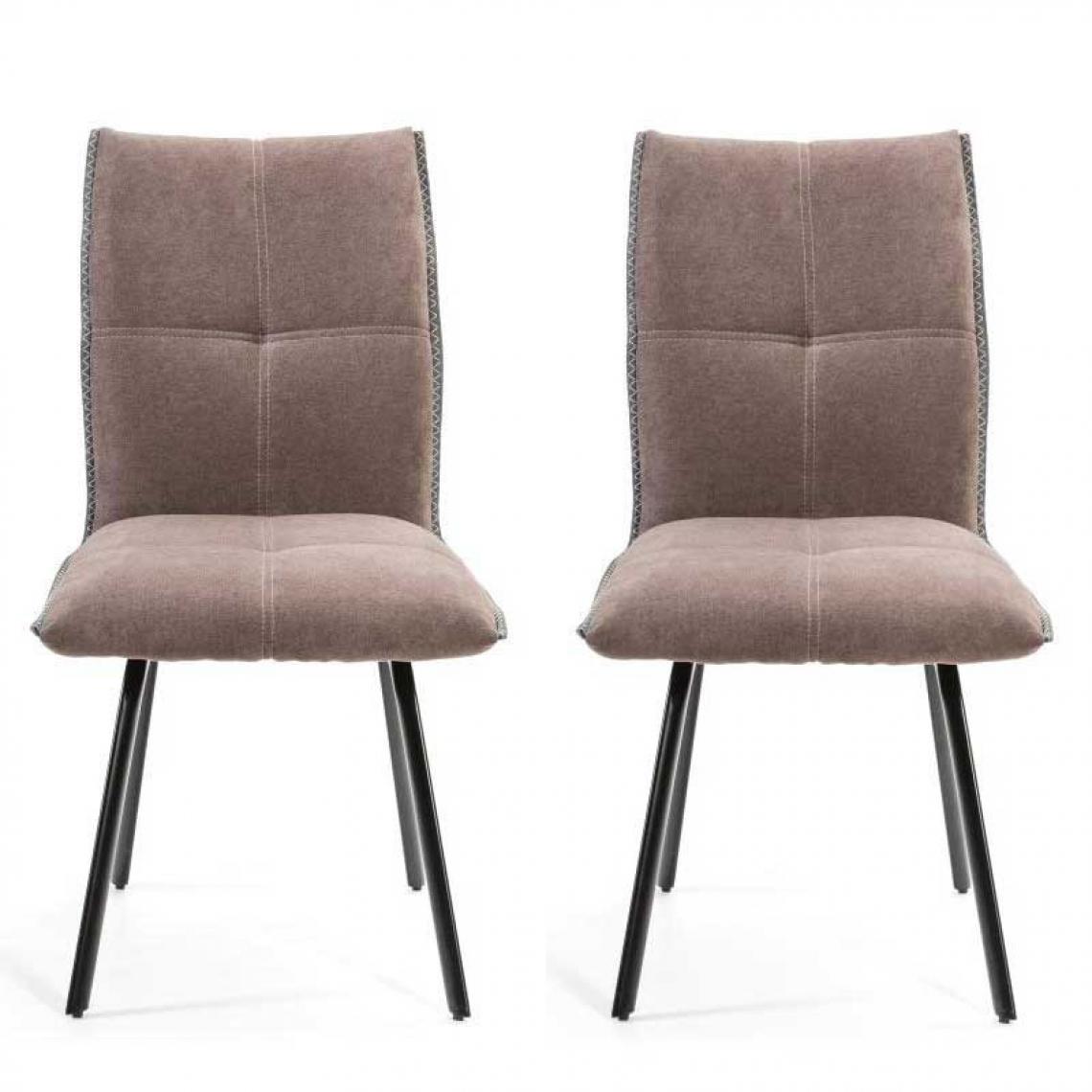 Tousmesmeubles - Duo de chaises Tissu Marron - RIDIAN - Chaises