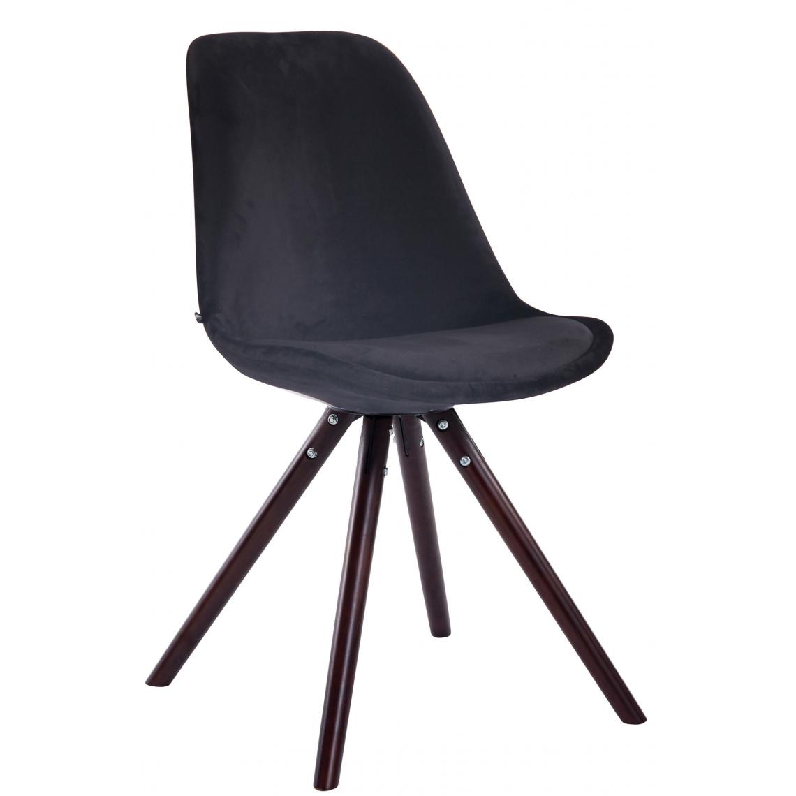 Icaverne - Admirable Chaise visiteur collection Katmandou velours rond cappuccino (chêne) couleur noir - Chaises