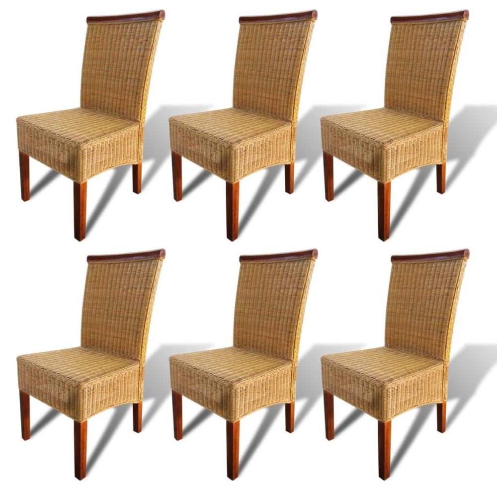 marque generique - Icaverne - Chaises de cuisine et de salle à manger ensemble Chaises de salle à manger 6 pièces en rotin marron - Chaises