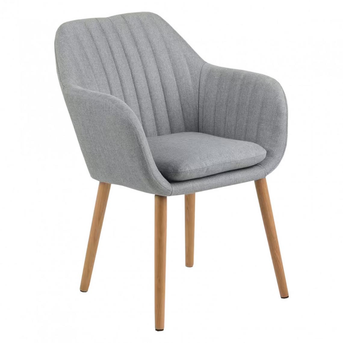 Meubletmoi - Chaise capitonnée en tissu gris clair avec accoudoirs - SHAM 4078 - Chaises