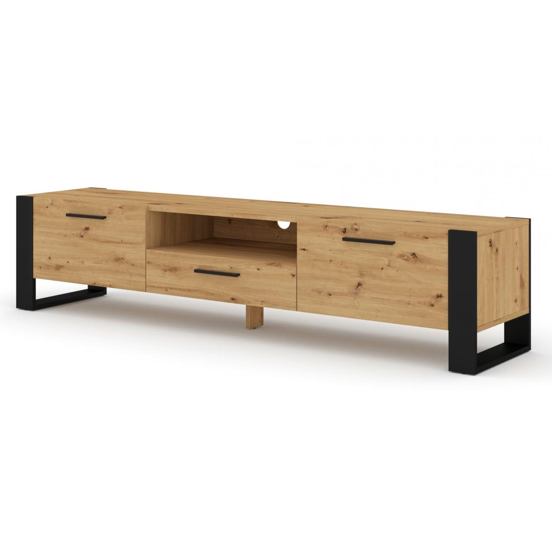 Bim Furniture - Meuble TV Nuka 200 cm en chêne artisan - Meubles TV, Hi-Fi