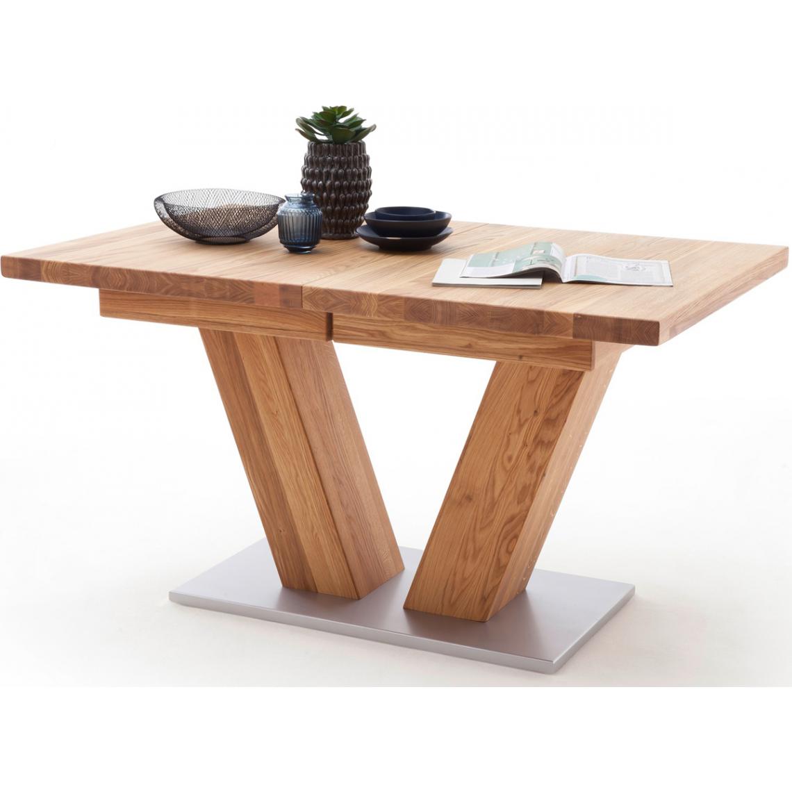 Pegane - Table à manger extensible en chêne sauvage massif - Longueur 180-270 x Hauteur 78 x Profondeur 100 cm - Tables à manger