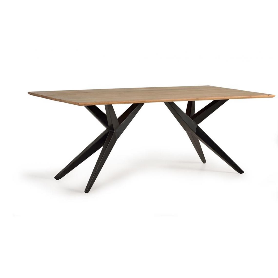 Pegane - Table à manger en bois d'acacia coloris naturel / pieds noir - longueur 160 x profondeur 90 x hauteur 76 cm - Tables à manger