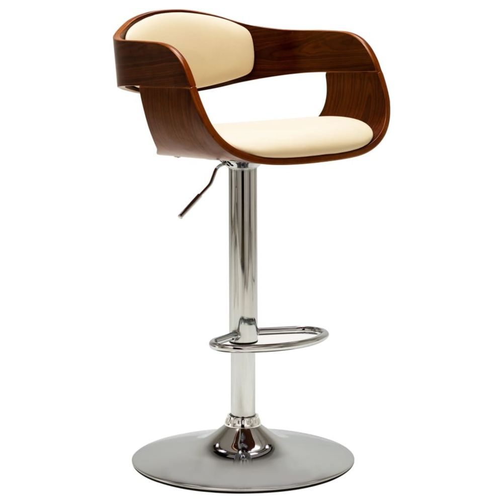 marque generique - Icaverne - Tabourets & chaises de bar collection Chaise de bar Crème Bois courbé et similicuir - Tabourets