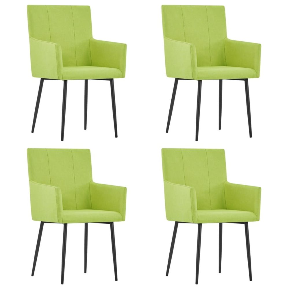 marque generique - Inedit Fauteuils et chaises selection Pékin Chaises de salle à manger avec accoudoirs 4 pcs Vert Tissu - Chaises