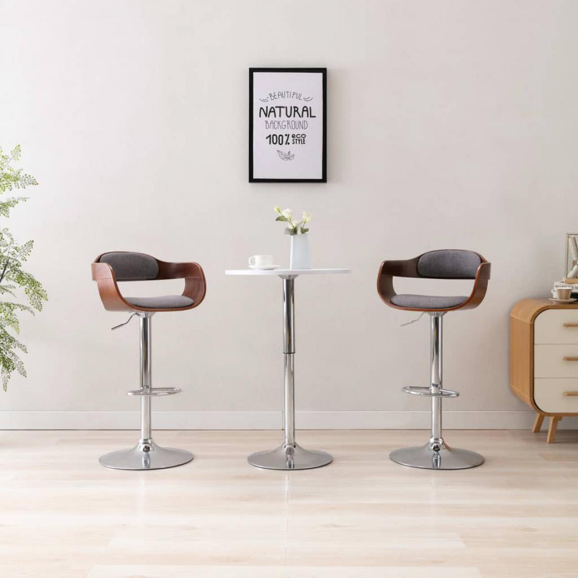 Icaverne - sublime Fauteuils et chaises serie Bruxelles Chaise de bar Contreplaqué et tissu gris - Tabourets