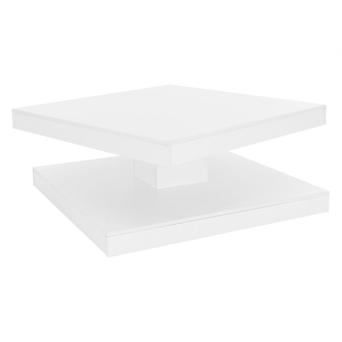 ML design modern living - Table basse avec plateau tournant blanc table d'appoint pivotante 360° 78x78 cm - Tables basses