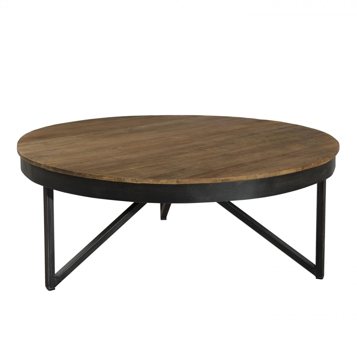 MACABANE - Table basse ronde 90 x 90 cm bois et métal - SIANA - Tables basses