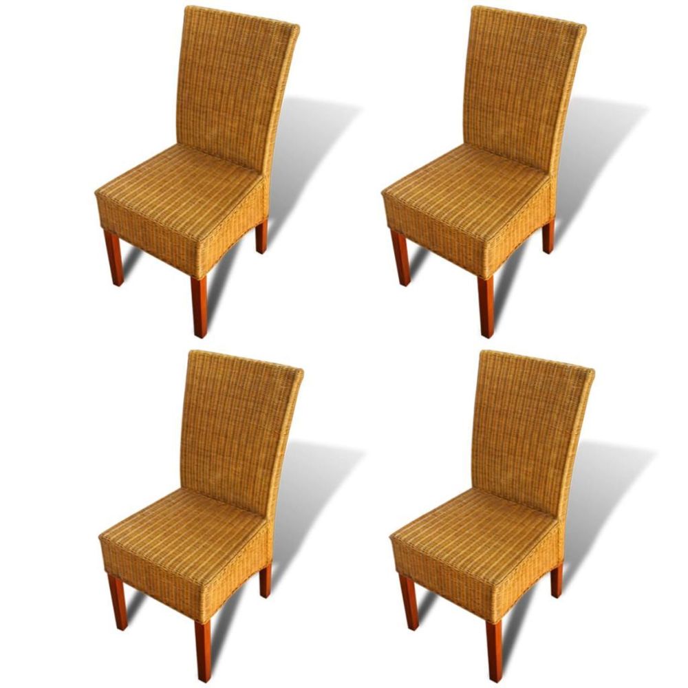 marque generique - Icaverne - Chaises de cuisine et de salle à manger serie Chaises de salle à manger 4 pièces en rotin marron - Chaises