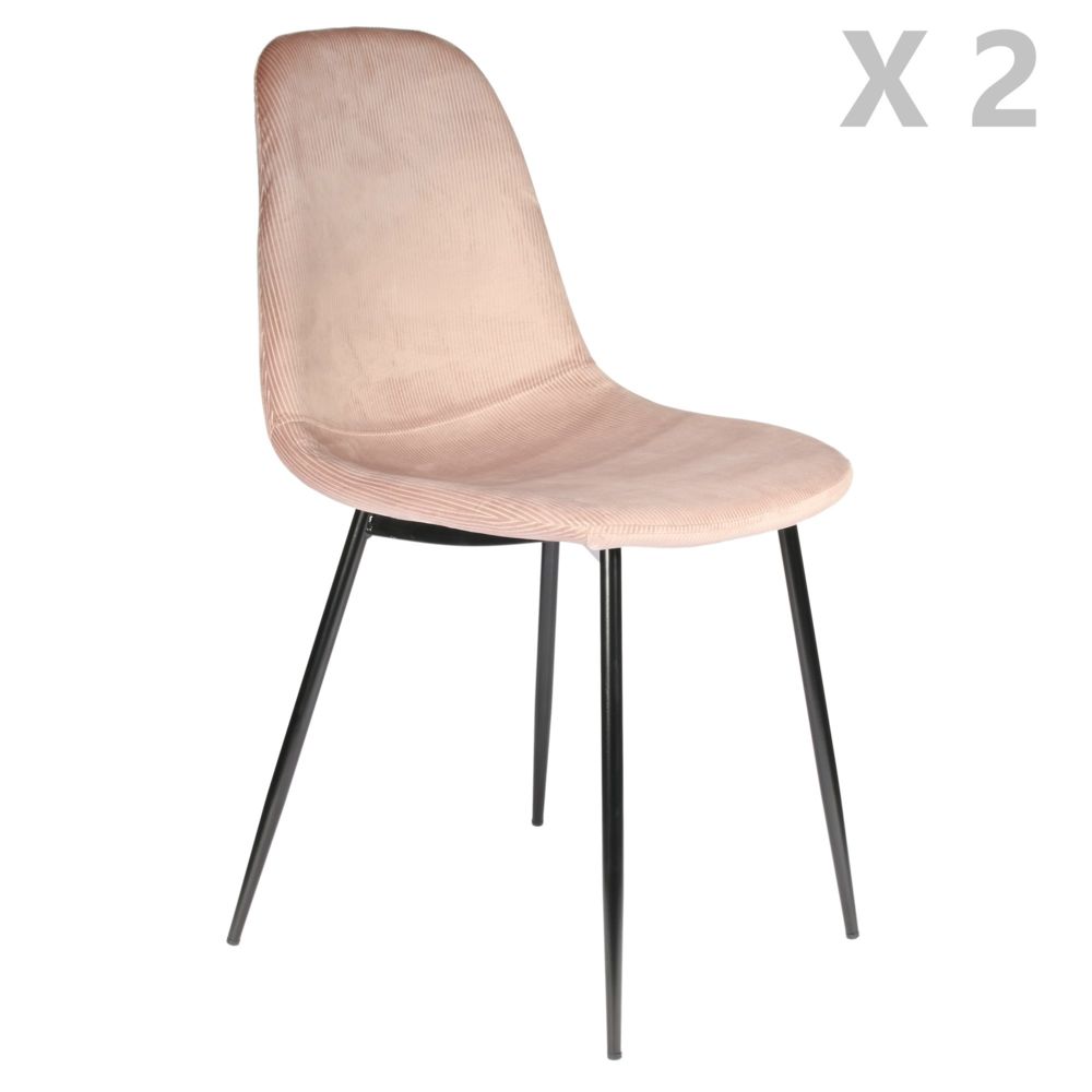 The Home Deco Factory - 2 Chaises design velours Giulia - Rose - Chaises