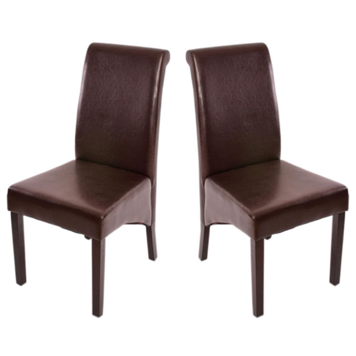 Mendler - 2x chaise de séjour M37, cuir reconstitué, marron/pieds foncés - Chaises