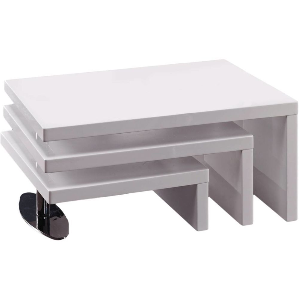 Habitat Et Jardin - Table basse design Elysa - 80 x 59 x 37,5 cm - Blanc laqué - Tables basses