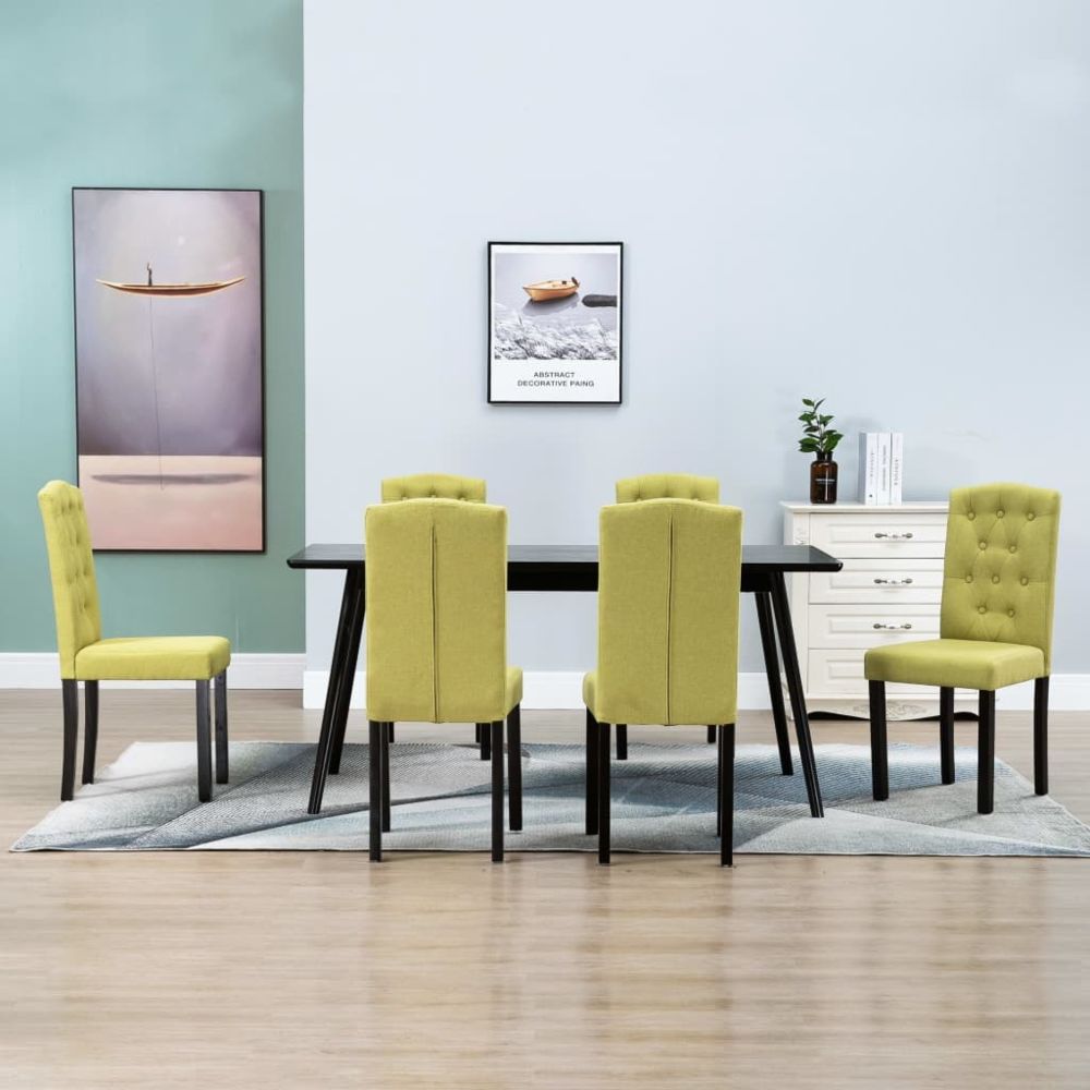 marque generique - Superbe Fauteuils et chaises ligne Bangkok Chaises de salle à manger 6 pcs Vert Tissu - Chaises