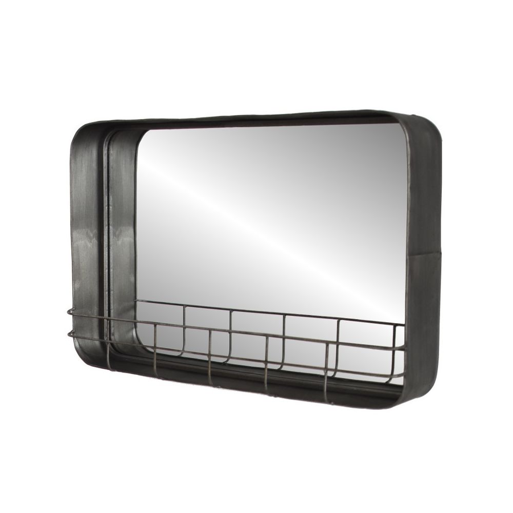Chemin De Campagne - Miroir Industriel Etagère Tablette Rectangulaire Fer 50x35x10 cm - Miroirs