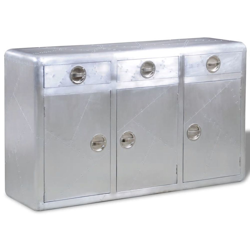 Vidaxl - Buffet avec 3 tiroirs Style vintage Aluminium | Argent - Buffets, chiffonniers