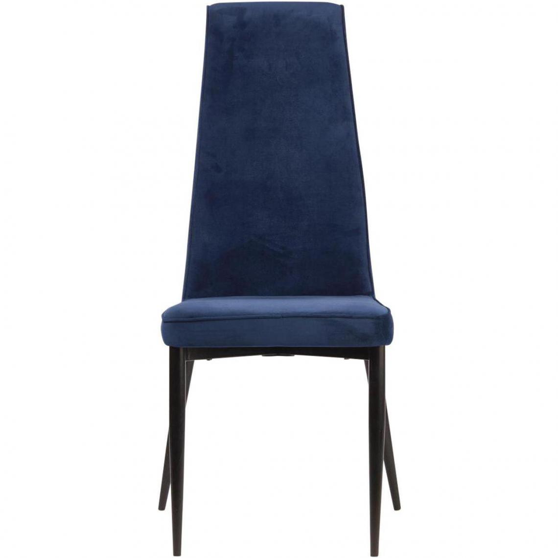 ATHM DESIGN - Lot de 4 - Chaise PRESTIGE Bleu - assise Velours pieds Metal Noir - Chaises
