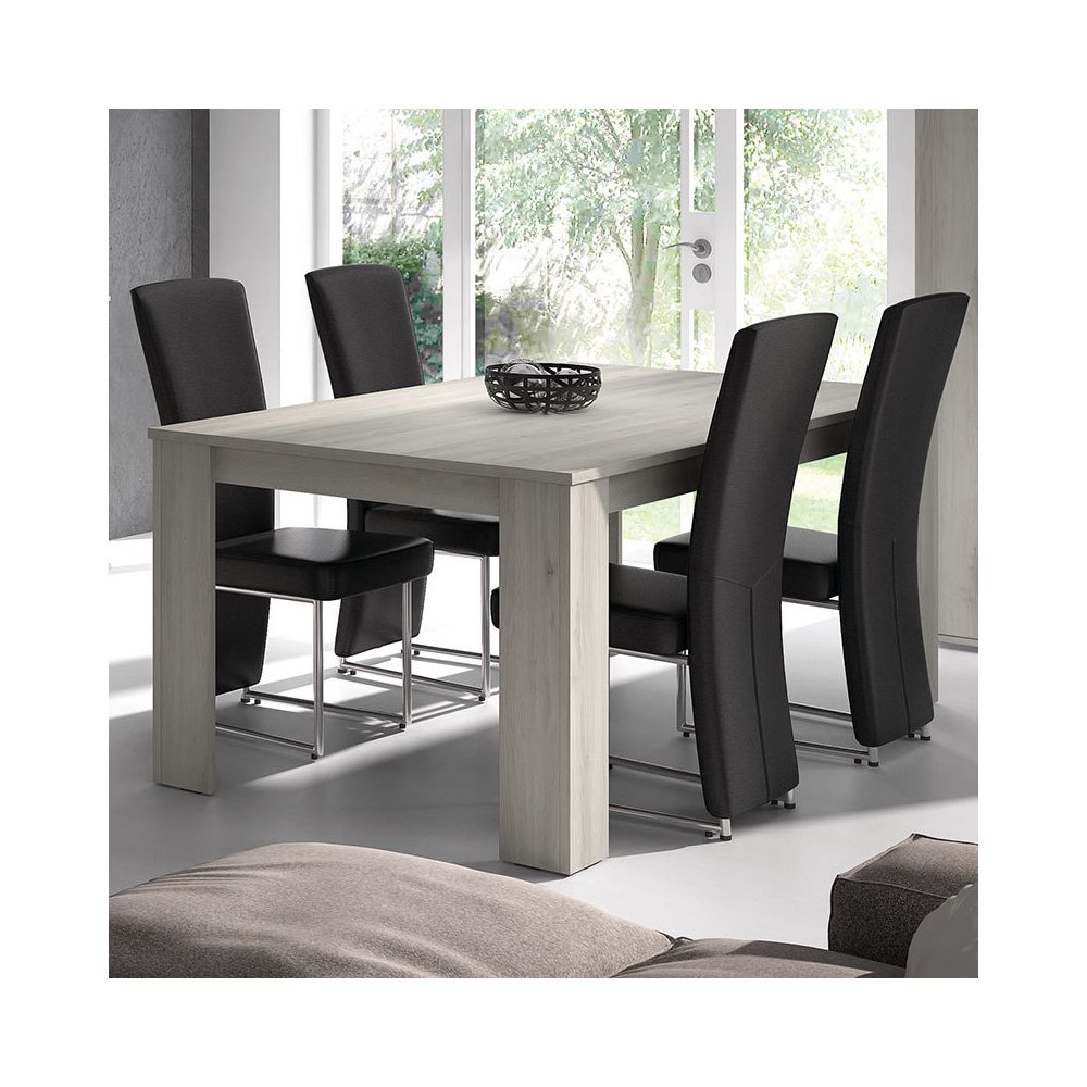 Nouvomeuble - Table à manger 180 cm contemporaine couleur chêne gris TRINITA - Tables à manger