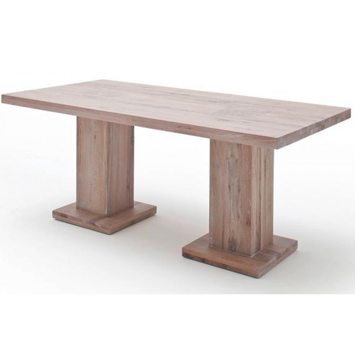 Pegane - Table à manger en chêne chaulé avec 2 colonnes - L.260 x H.76 x P.100 cm -PEGANE- - Tables à manger