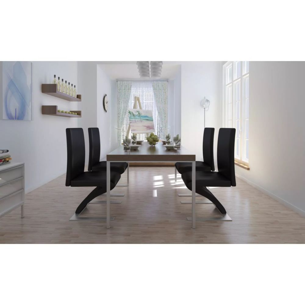 marque generique - Icaverne - Chaises de cuisine et de salle à manger reference Chaise de salle à manger 4 pcs Cuir artificiel Noir - Chaises