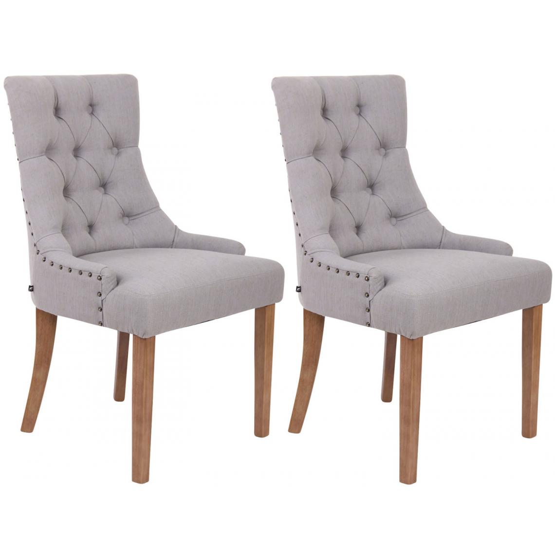 Icaverne - Chic Lot de 2 chaises de salle à manger tissu serie Athènes antique-clair couleur gris - Chaises
