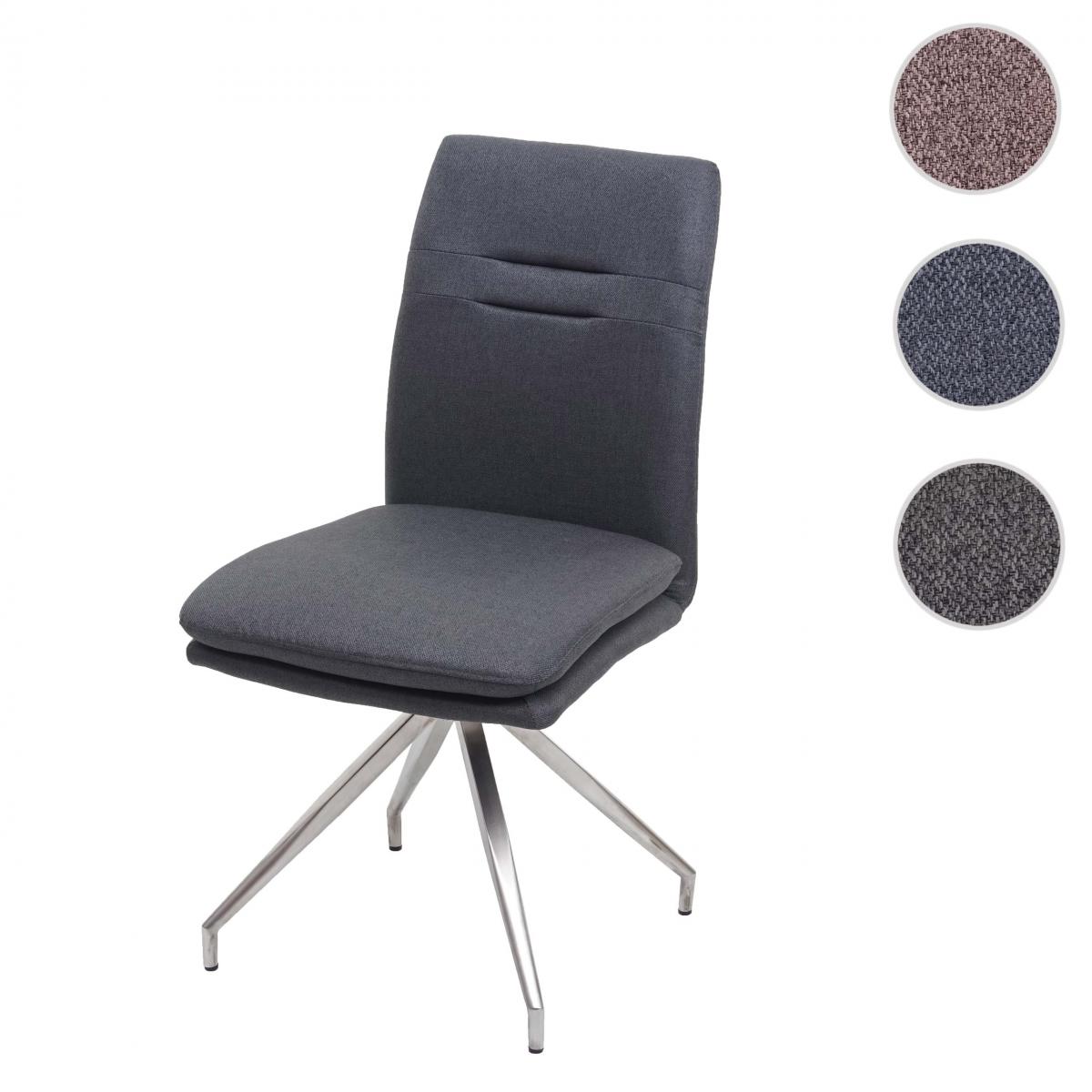 Mendler - Chaise de salle à manger HWC-H70, chaise de cuisine, tissu, acier inoxydable brossé ~ gris foncé - Chaises