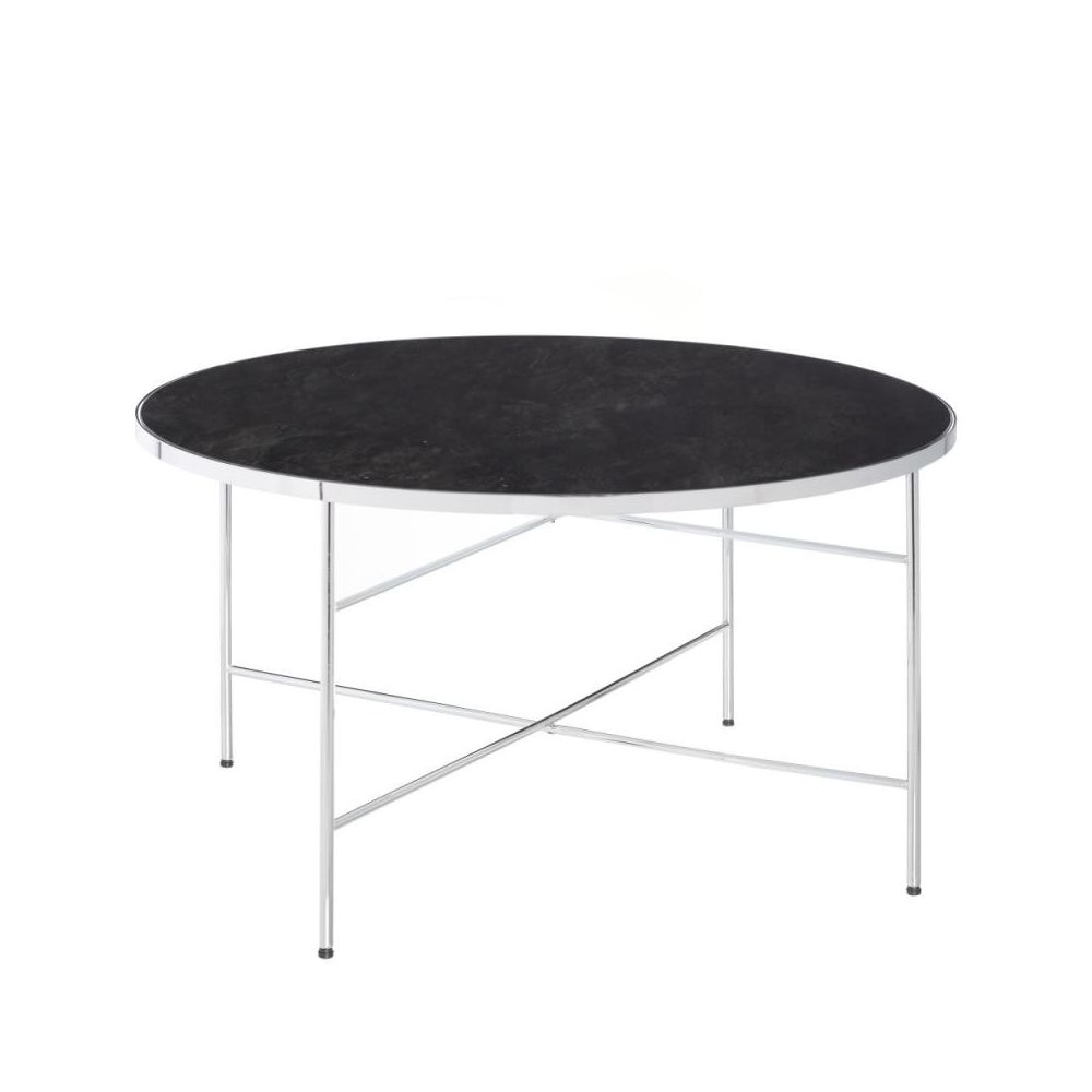 Tousmesmeubles - Table basse ronde noir Métal/Verre Taille L - MARMA - Tables basses