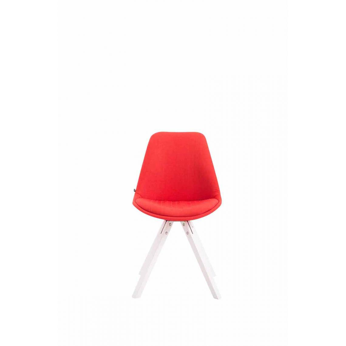 Icaverne - Splendide Chaise visiteur ligne Katmandou tissu carré blanc couleur rouge - Chaises