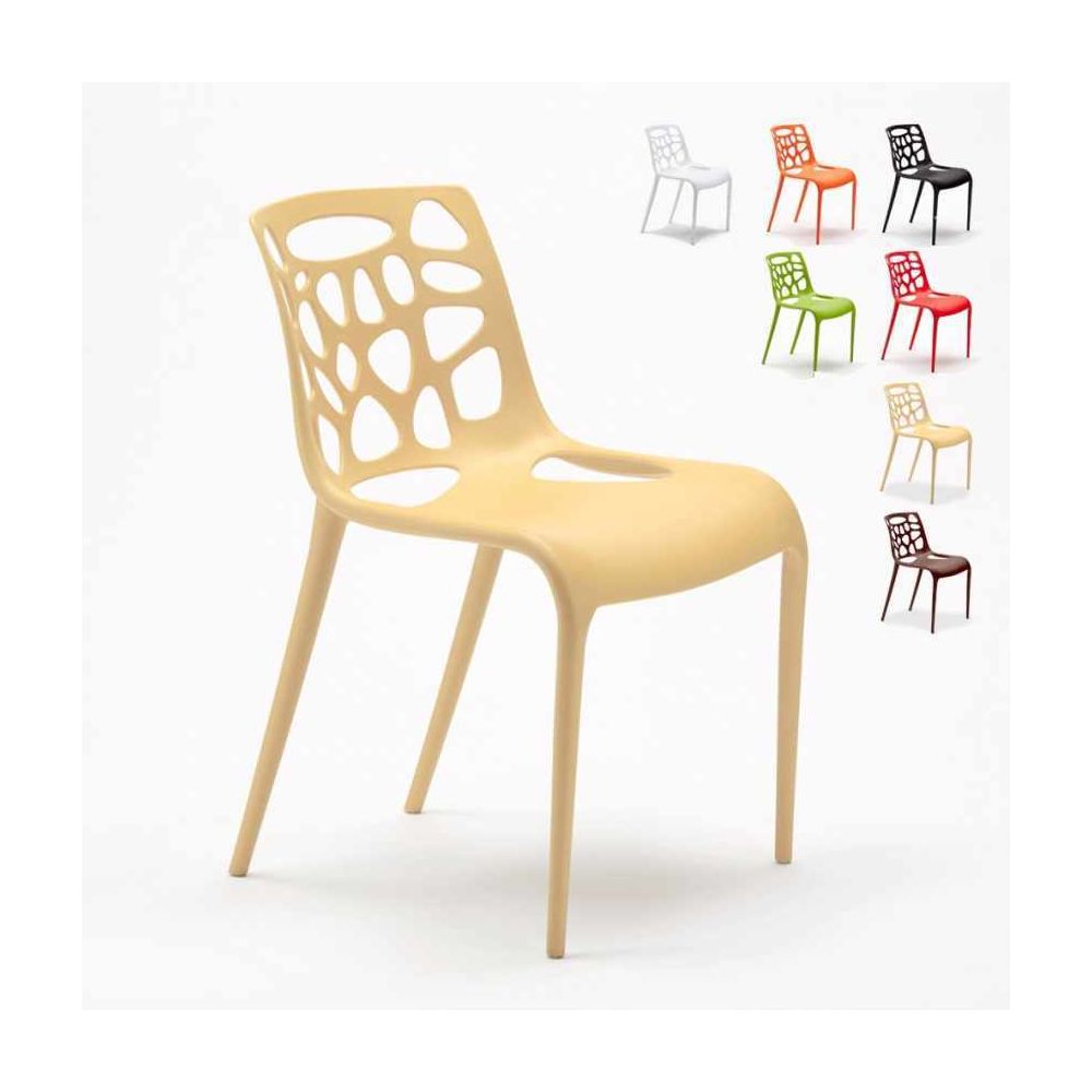 Ahd Amazing Home Design - Chaise en polypropylène anti-uv design moderne Gelateria salle à manger et bar café Connubia, Couleur: Beige - Chaises