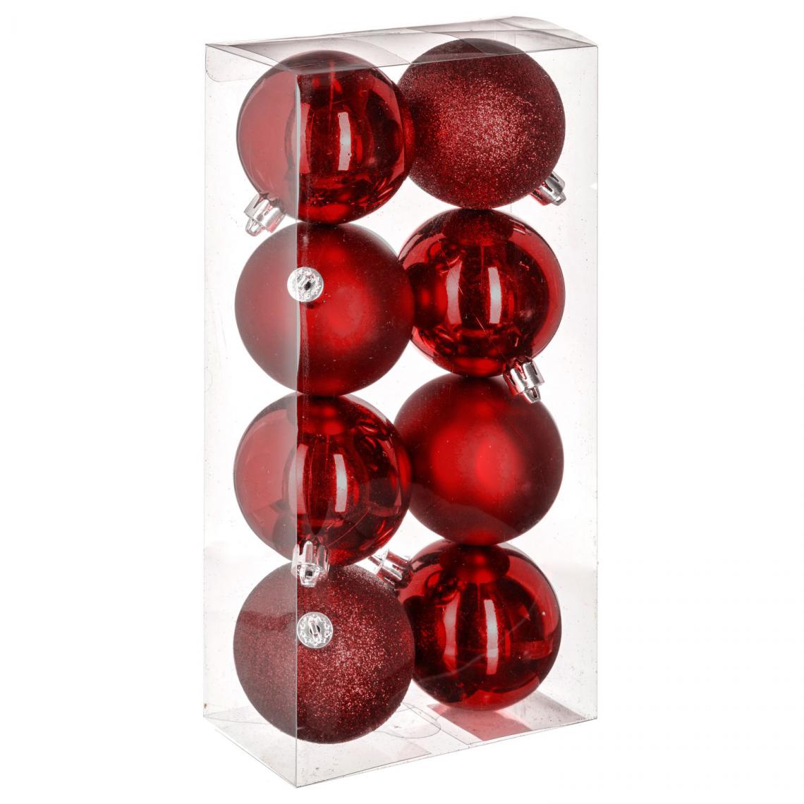 JJA - Kit de décorations pour sapin de noël - 8 Pièces - Rouge - Décorations de Noël
