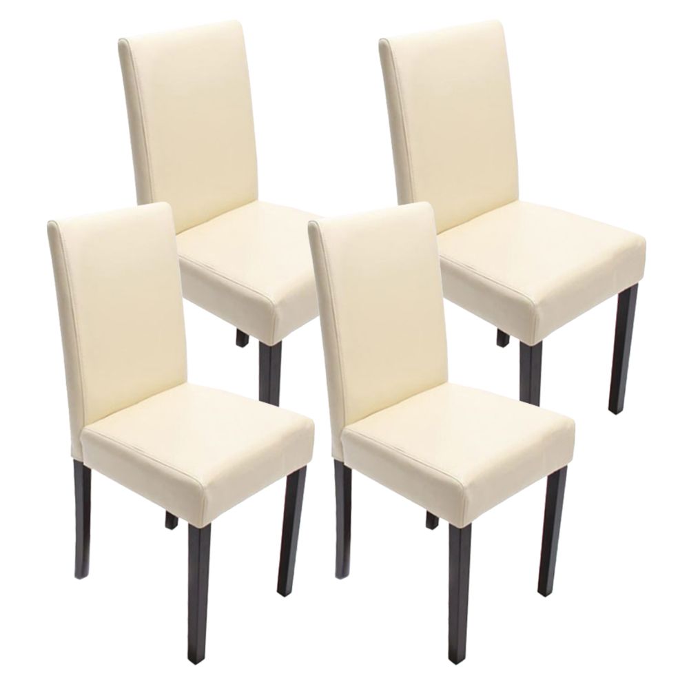 Mendler - Lot de 4 chaises de séjour Littau, simili-cuir, crème, pieds foncés - Chaises