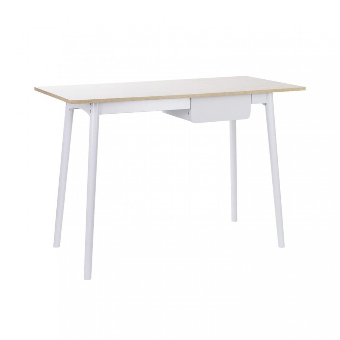 Pegane - Table avec Tiroir coloris Blanc - Profondeur 50 x Longueur 110 x Hauteur 83,5 cm - Consoles