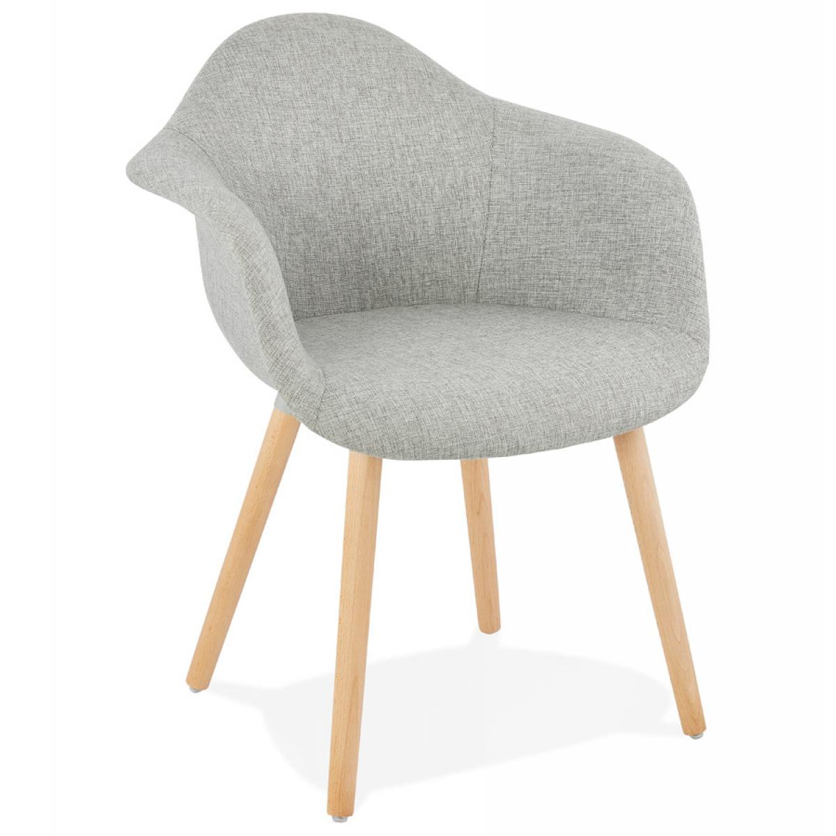 Alterego - Chaise design avec accoudoirs 'RAMBLA' en tissu gris - Chaises