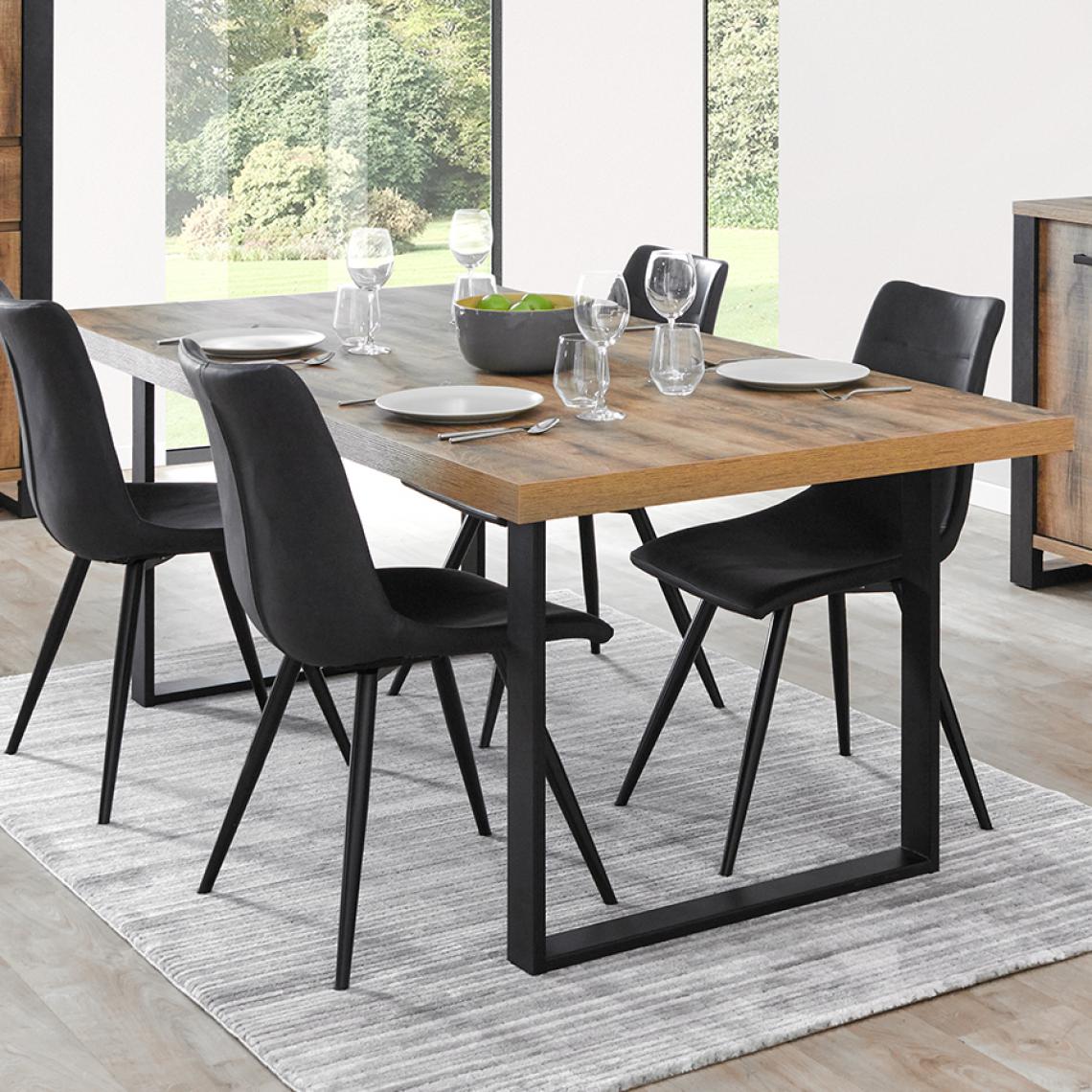 Nouvomeuble - Table 230 cm pieds en U couleur bois foncé ONNIX - Tables à manger