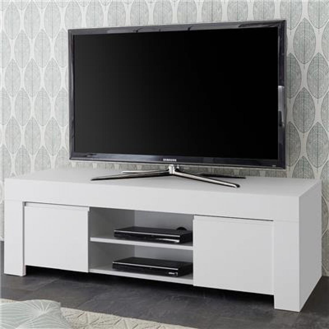 Nouvomeuble - Meuble télévision design blanc laqué ALANO - Meubles TV, Hi-Fi
