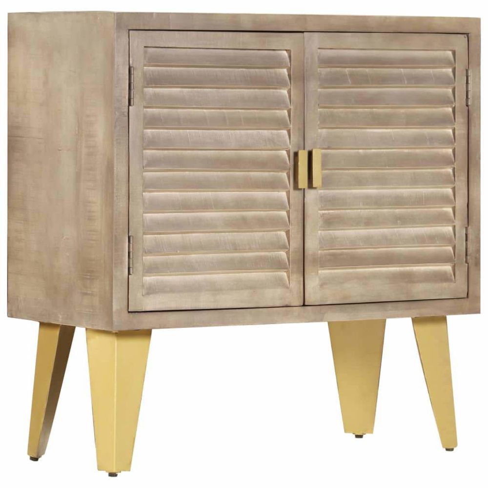 Helloshop26 - Buffet bahut armoire console meuble de rangement 80 cm bois solide de manguier et fonte 4402302 - Consoles