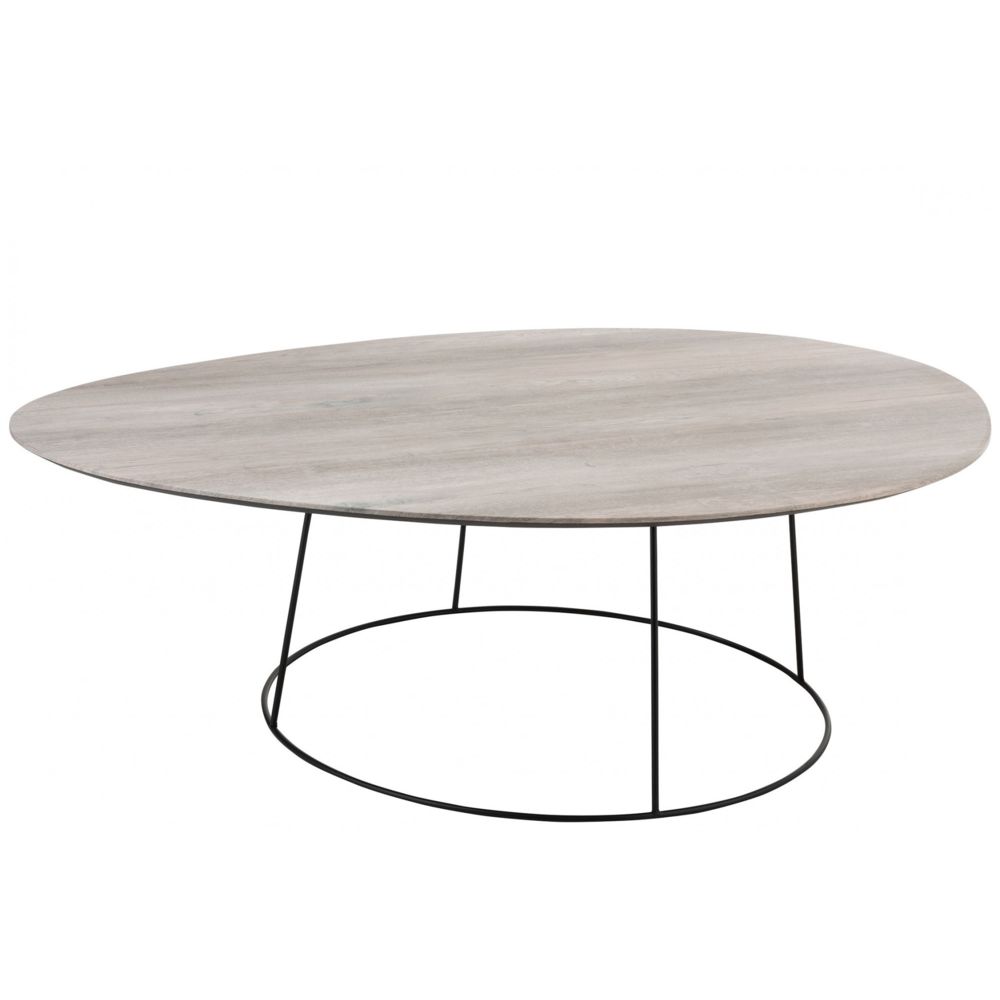 HELLIN - Grande table basse ovale en bois et métal - PEARL - Tables à manger