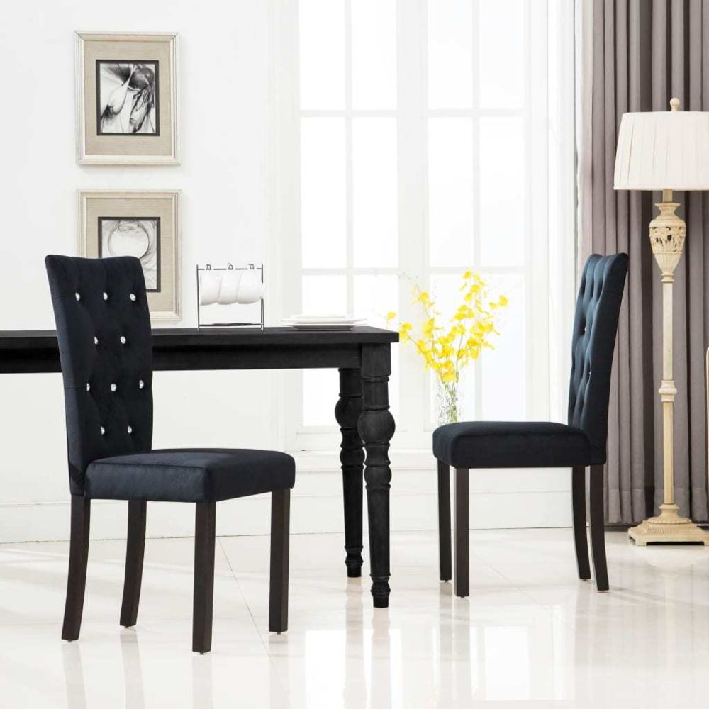 Vidaxl - Chaise de salle à manger 2 pcs Velours Noir - Meubles/Fauteuils/Chaises de cuisine et de salle à manger | Noir | Noir - Chaises