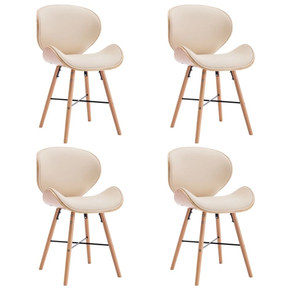 marque generique - Magnifique Fauteuils et chaises ligne Malabo Chaises de salle à manger 4 pcs Crème Similicuir et bois courbé - Chaises