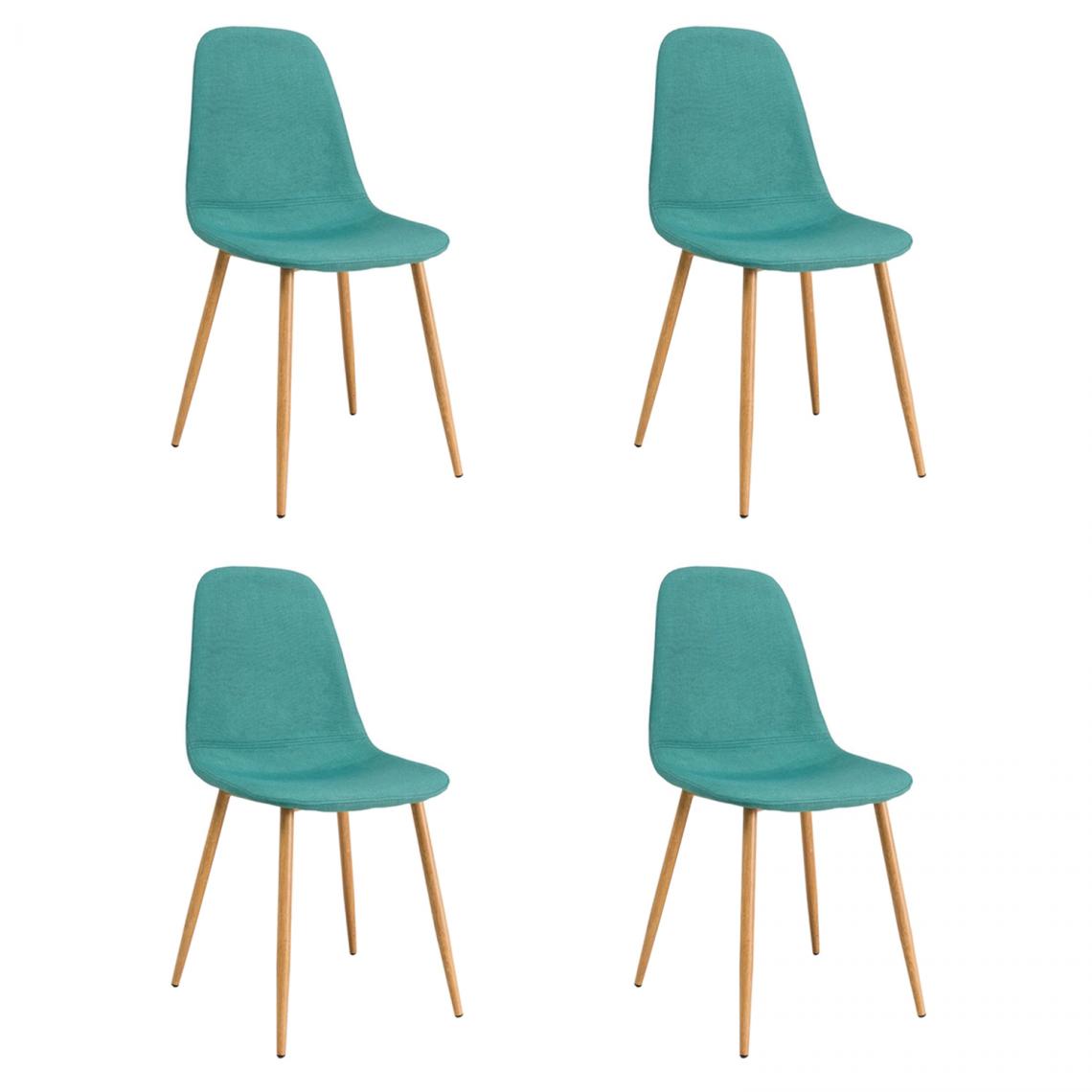 Hucoco - FRANZI - Lot de 4 chaises style scandinave salle à mager/salon - 86x44x39 cm - Tissu haute qualité - Vert - Chaises