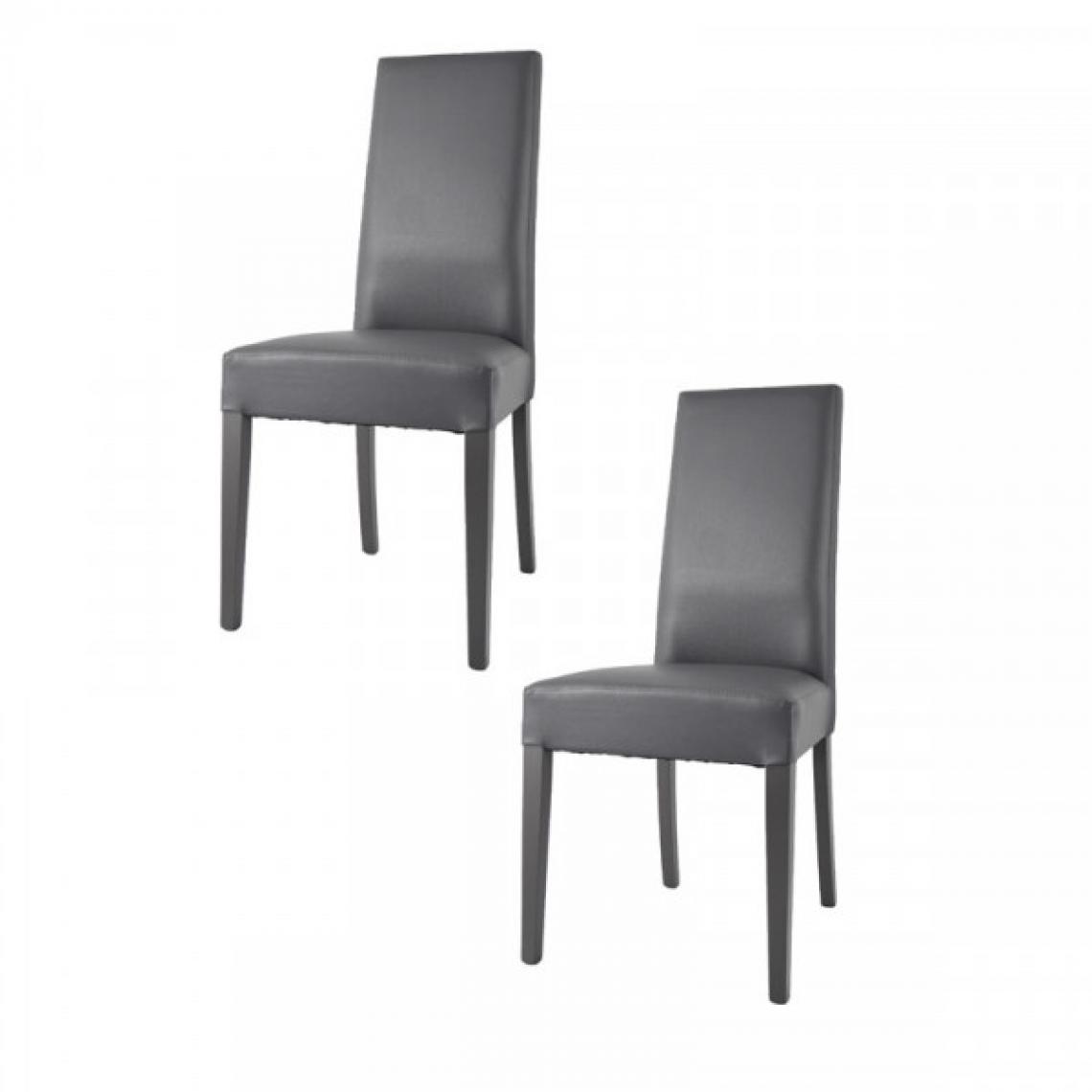 Dansmamaison - Duo de chaises en similicuir Gris foncé - VENISE - L 54 x l 46 x H 99 cm - Chaises