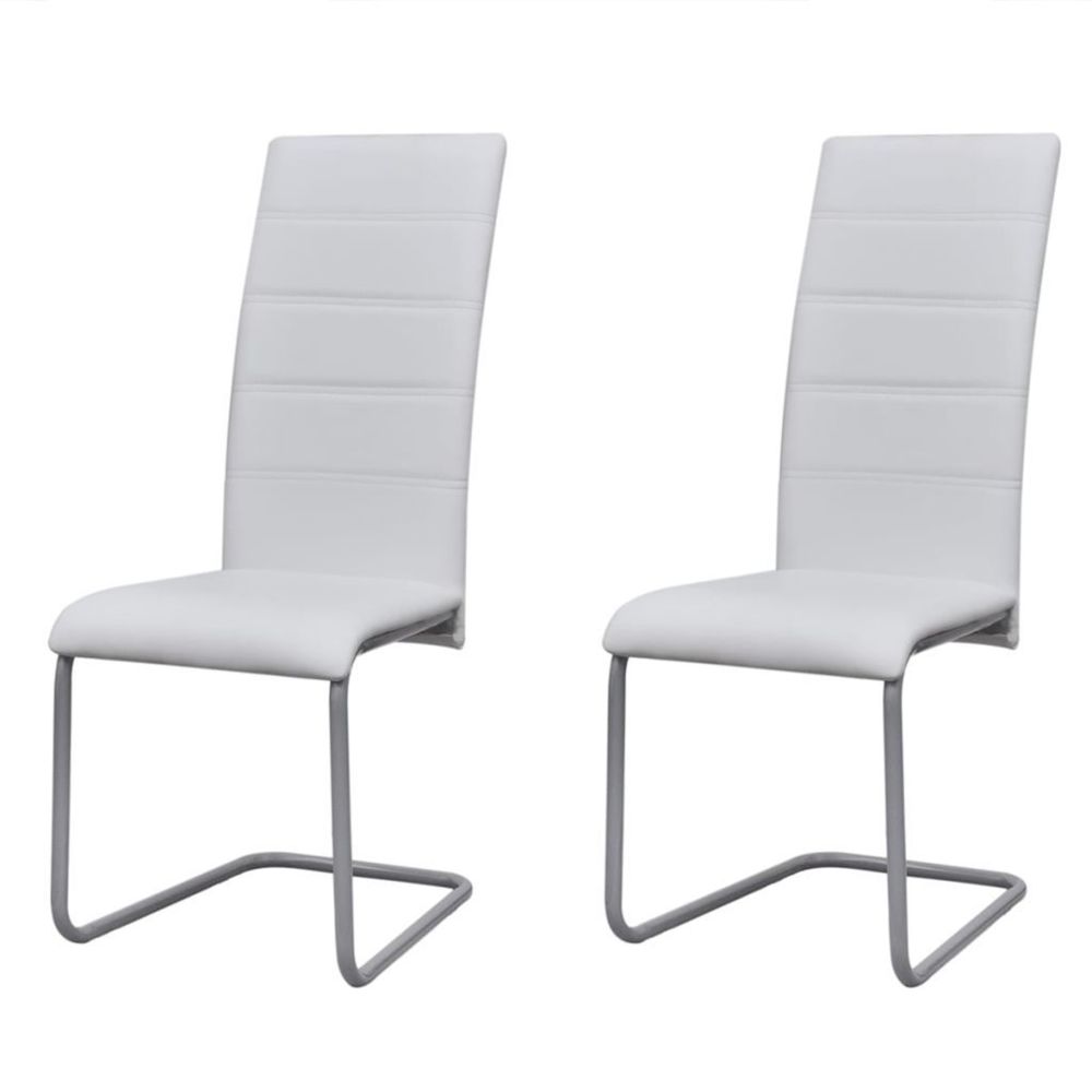 marque generique - Magnifique Fauteuils serie Jakarta Chaise de salle à manger 2 pcs Cantilever Blanc - Chaises