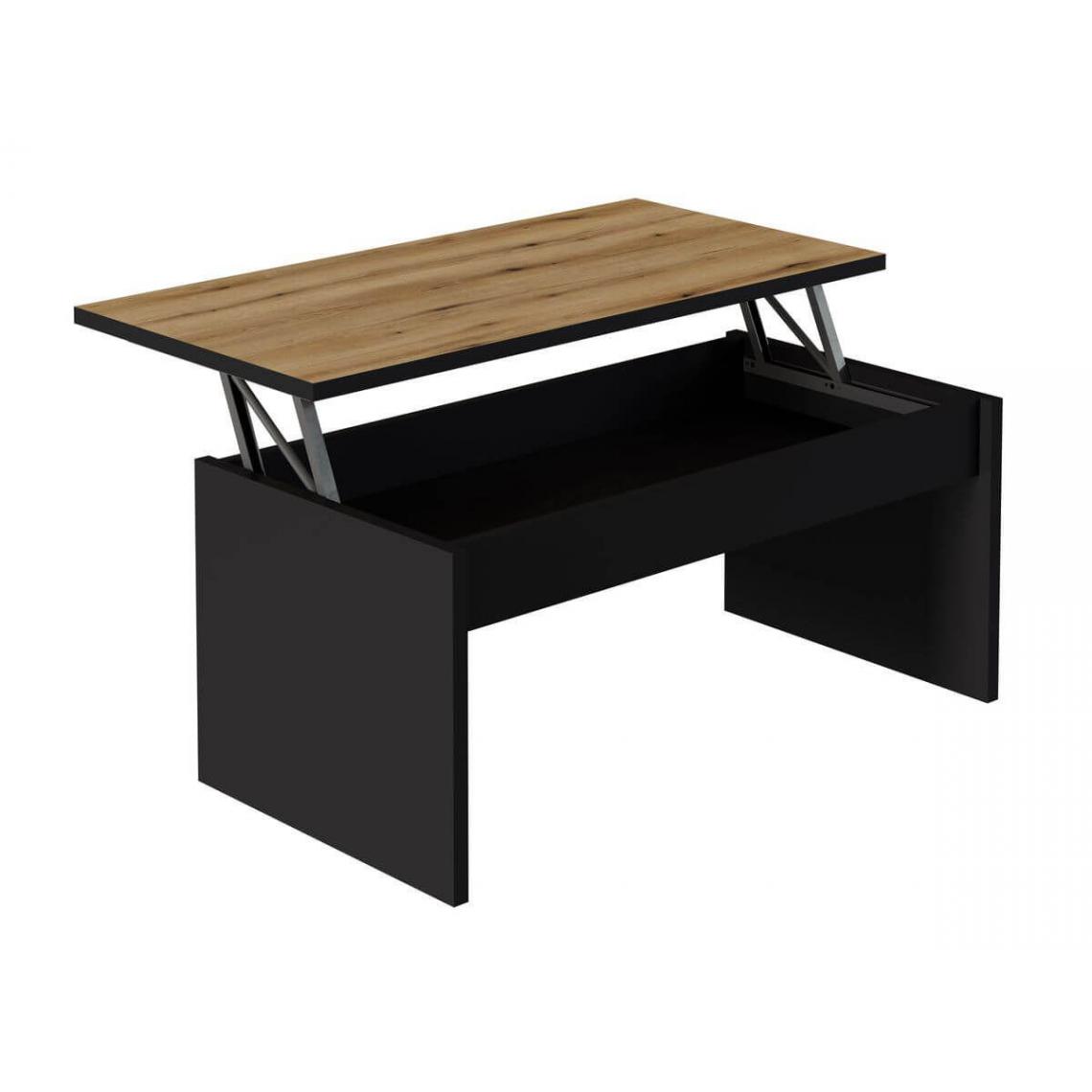 Bobochic - BOBOCHIC Table basse 100 cm EREN noir et chêne rustique - Tables basses